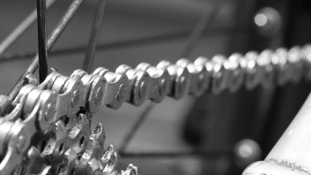 Close up view of a bike chain