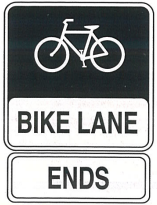bike lane ends sign