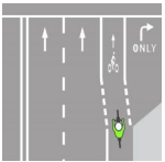 Dashed bike lane sign