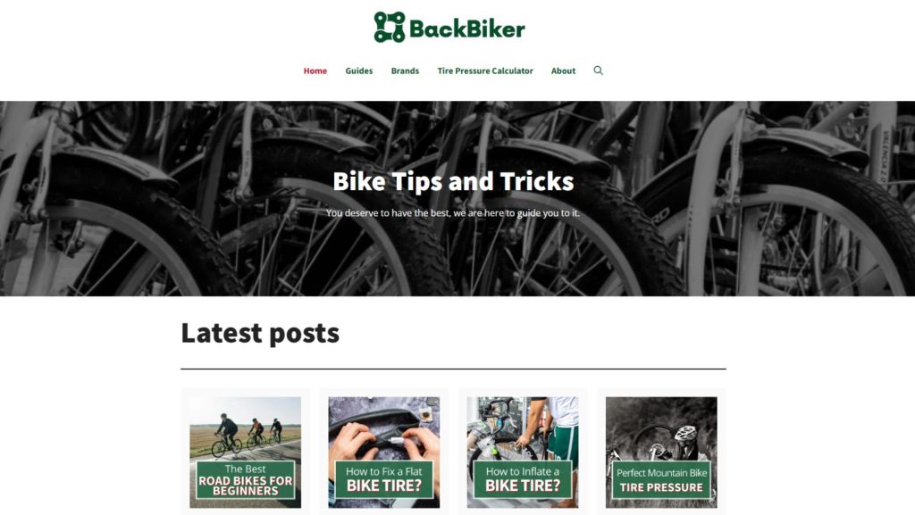 Screenshot of backbiker's homepage