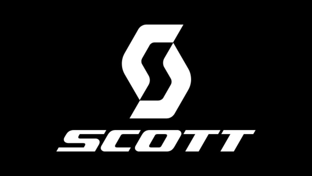 Scott bikes white logo, black background