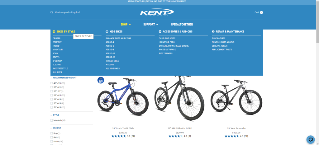 Screenshot of Kent's catalog
